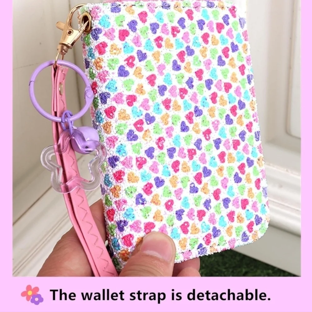 Colorful Floral Wallet with Pink Strap